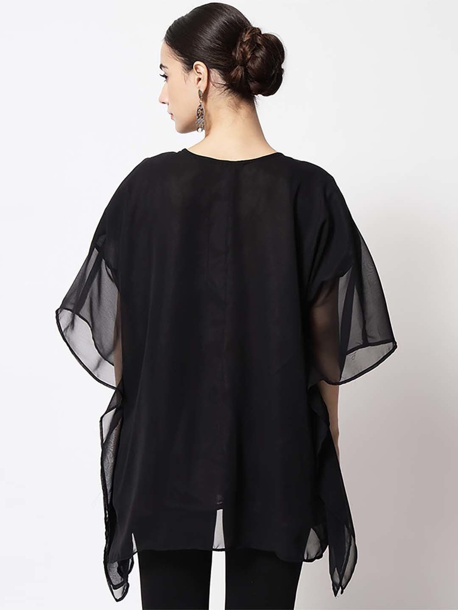 studiorasa Black Embellished A Line Short Kaftan