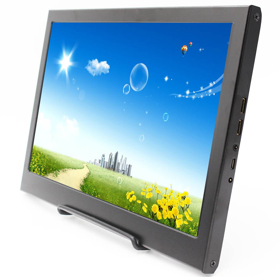 Full HD 13.3" 1920x1080 60HZ Universal Portable LCD Monitor with Dual Mini HDMI, 5V/2A USB / DC Powered, 3.5mm Headphone and Dual Built-in Speaker, Aluminum Alloy Body, Sharp / AUO LCD Screen Panel.