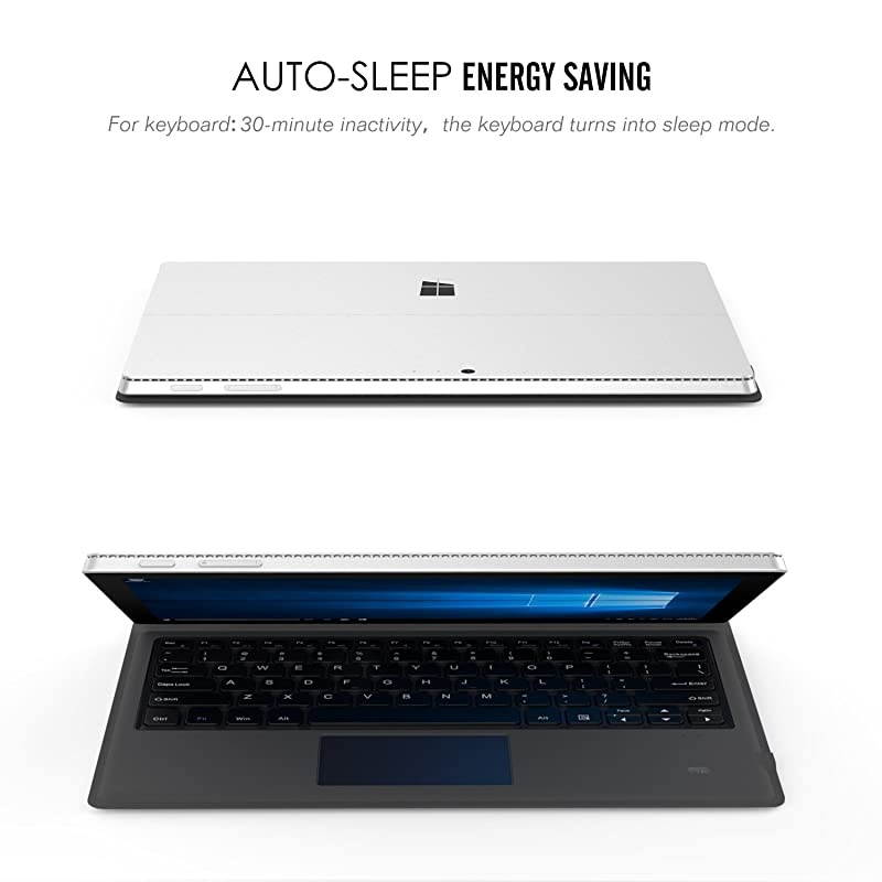 Type Cover Fits Microsoft Surface Pro 7 Plus/Pro 7 / Pro 6 / Pro 5 / Pro 4 /Pro 3, Lightweight Slim Wireless Bluetooth Keyboard with Two Button Trackpad and Built-in Rechargeable Battery, Gray
