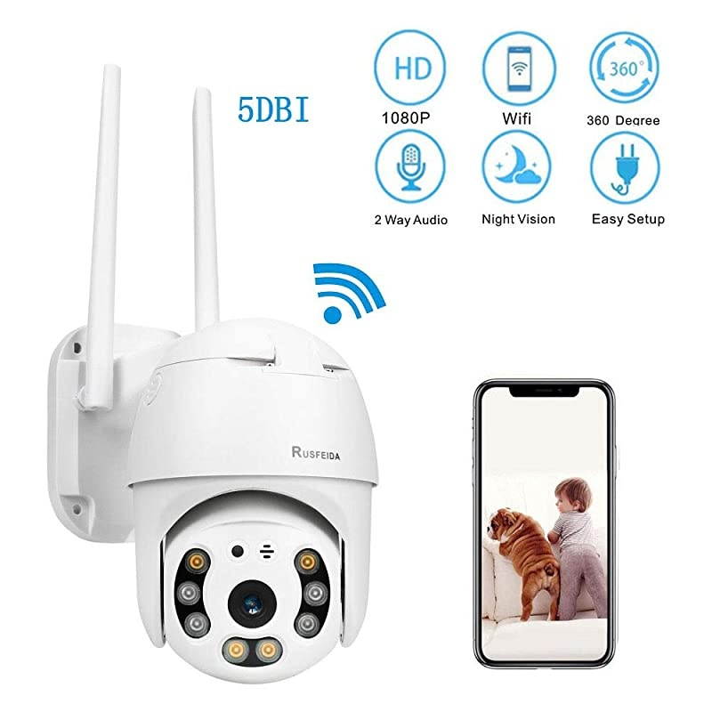 3MP Security Camera Outdoor, Pan/Tilt Home Wireless WiFi IP Camera, Plug-in PTZ Camera Outdoor, Dome Surveillance CCTV Waterproof Camera, Two Way Audio, Night Vision, Auto-Tracking/ Human Detection