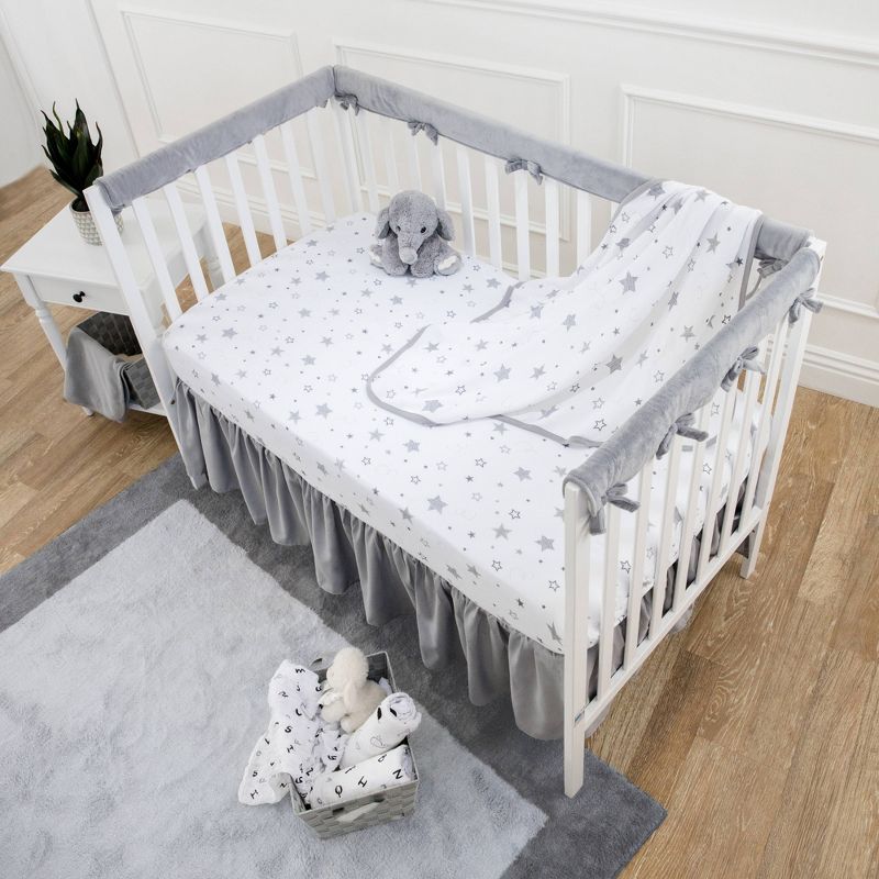 Trend Lab Short Gray Fleece Narrow Crib Rail Cover
