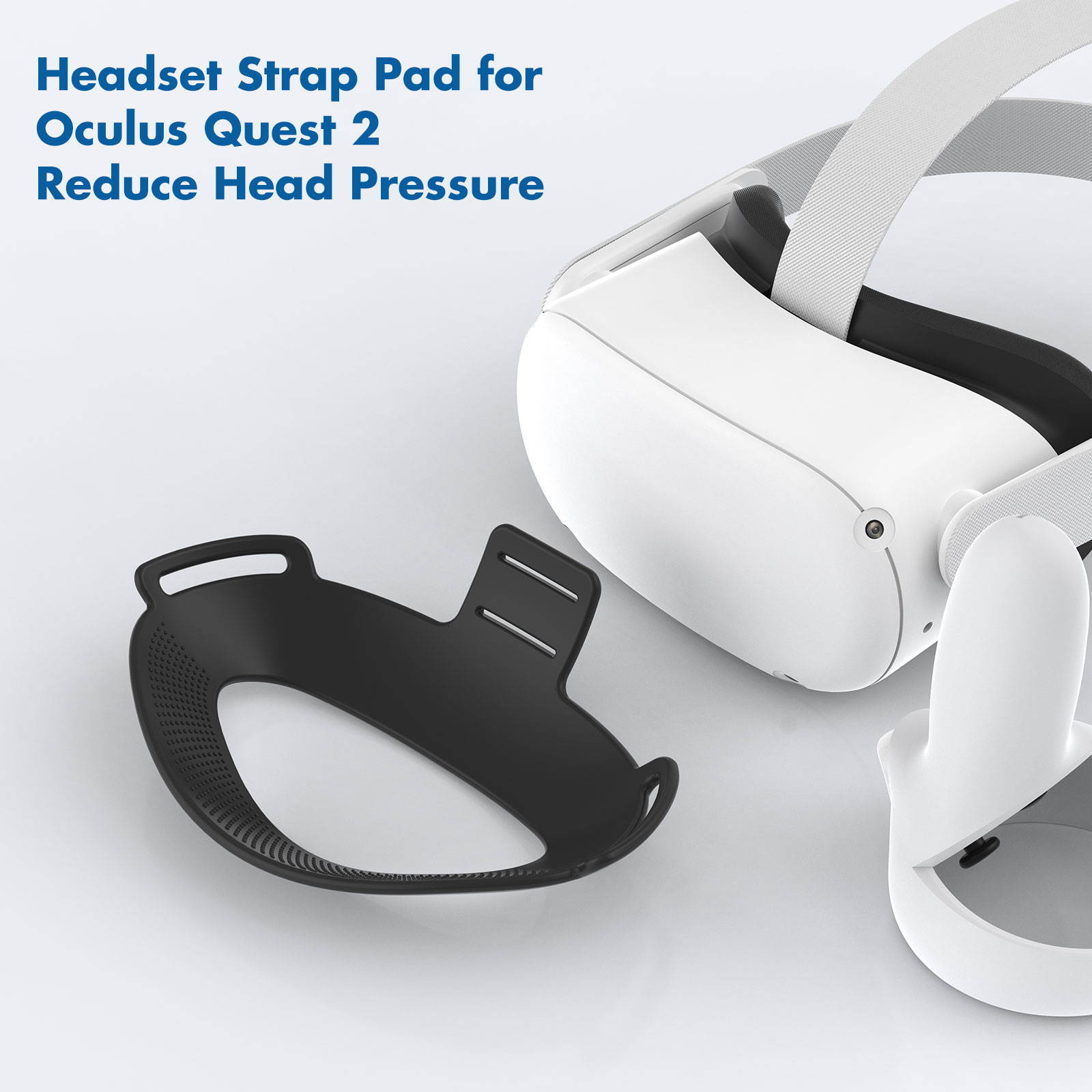 KIWI design Headset Strap Pad For Oculus Quest 2 VR Headset Reduce Head Pressure Accessories (Black)