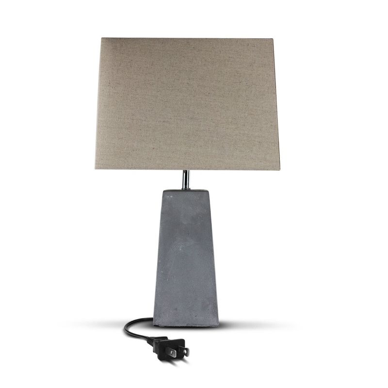 23" Concrete Industrial Table Lamp with Canvas Shade (Includes CFL Light Bulb) Gray - American Art Decor