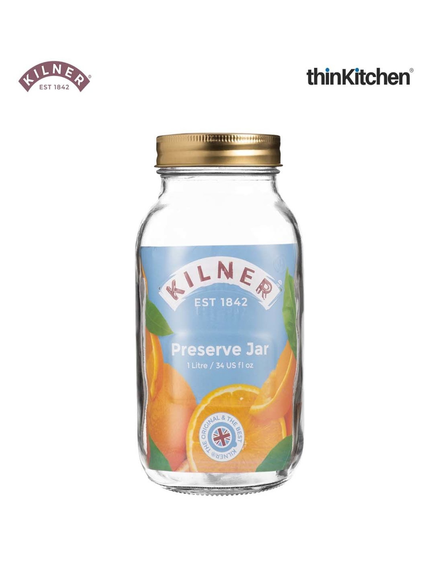Kilner Transparent Glass Preserve Jars (1 L) - Set of 6