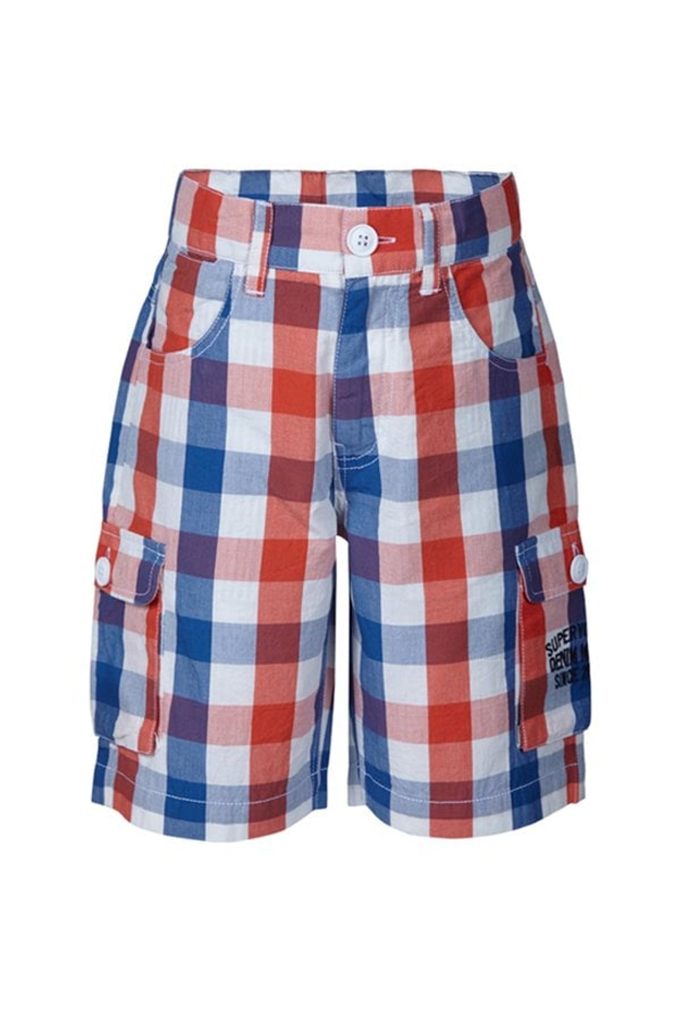 Superyoung Kids Orange & Blue Checks Bermuda