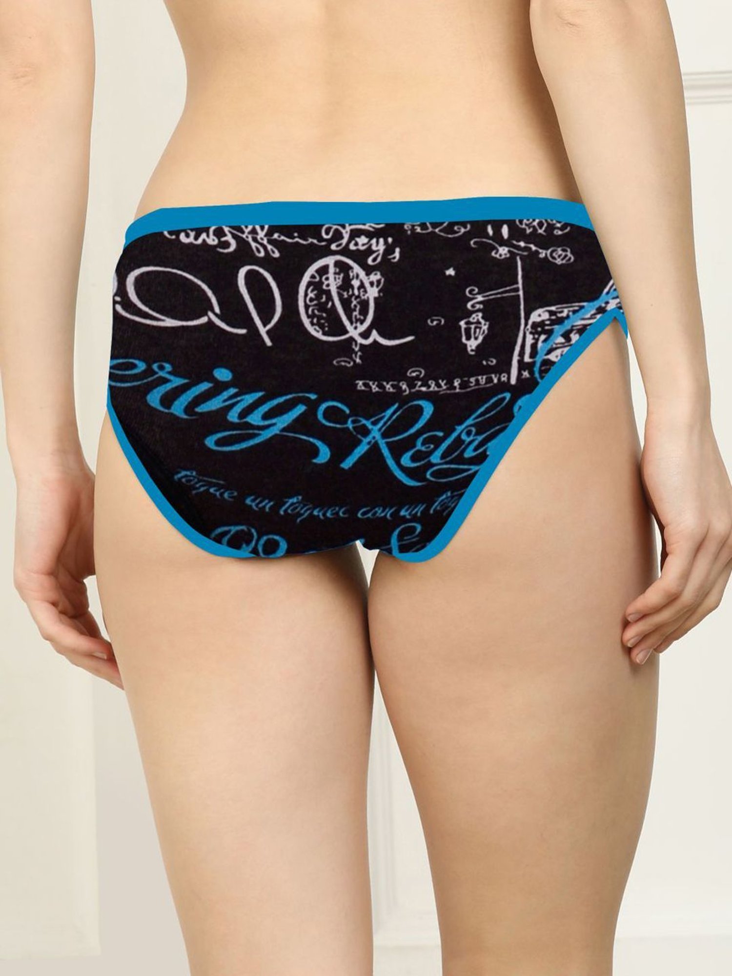 AROUSY Black & Yellow Printed Hipster Panties - Pack Of 6