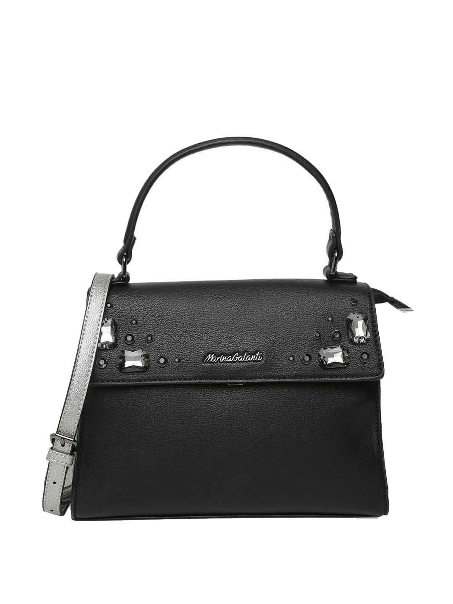 Marina Galanti Black Embellished Medium Satchel Handbag