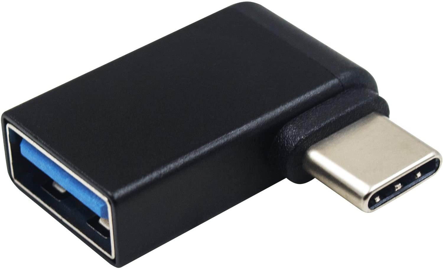 Duttek USB C to USB 3.0 Adapter Right Angle USB Type C Male to USB 3.0 Female Adapter90 Degree USB C Male to USB 3.0 Female Adapter for MacBookAndroidNotebook and Other Type-C(Black)