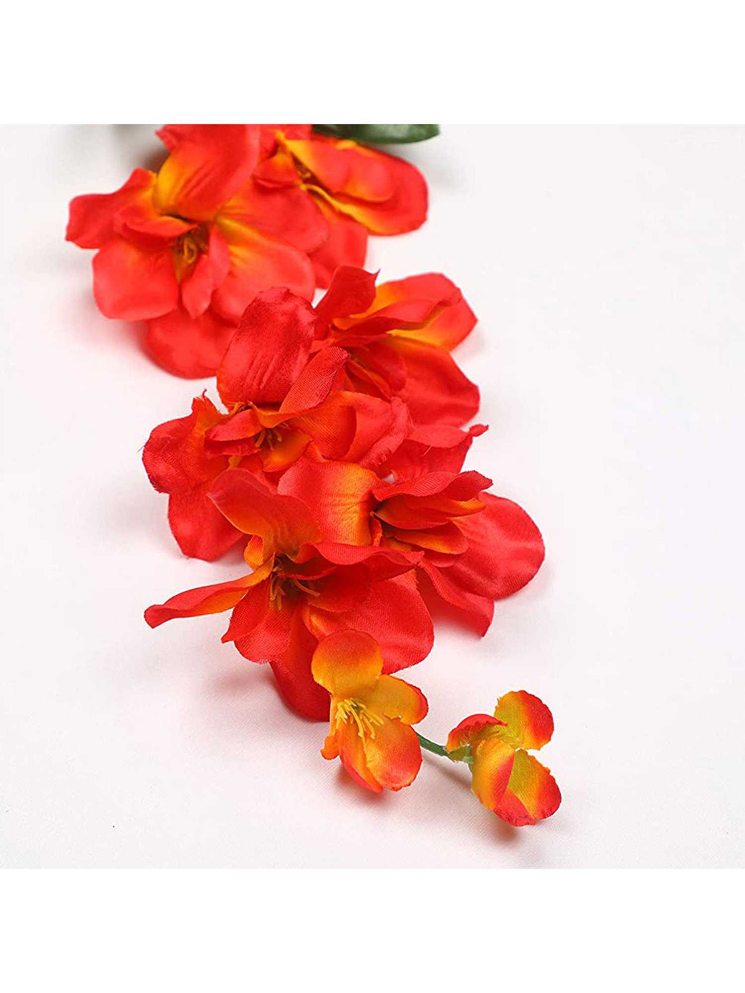 Amflix Orange Artificial Bonsai Orchid Flower Plant Without Pot