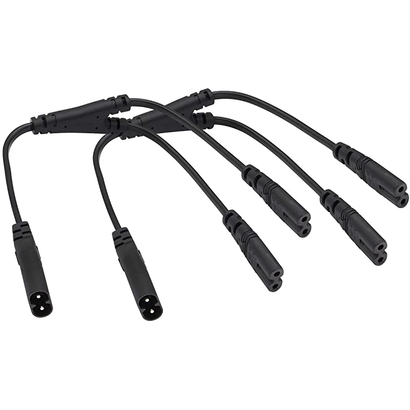2 Pack IEC 320 C8 to Dual C7 Y Splitter Power AC Adapter Cable10A 125V Figure 8 Male to Double Female IEC C7 to C8 AC Converter Polarized Cable for LED TV etc 03m1ft C8 to 2C7