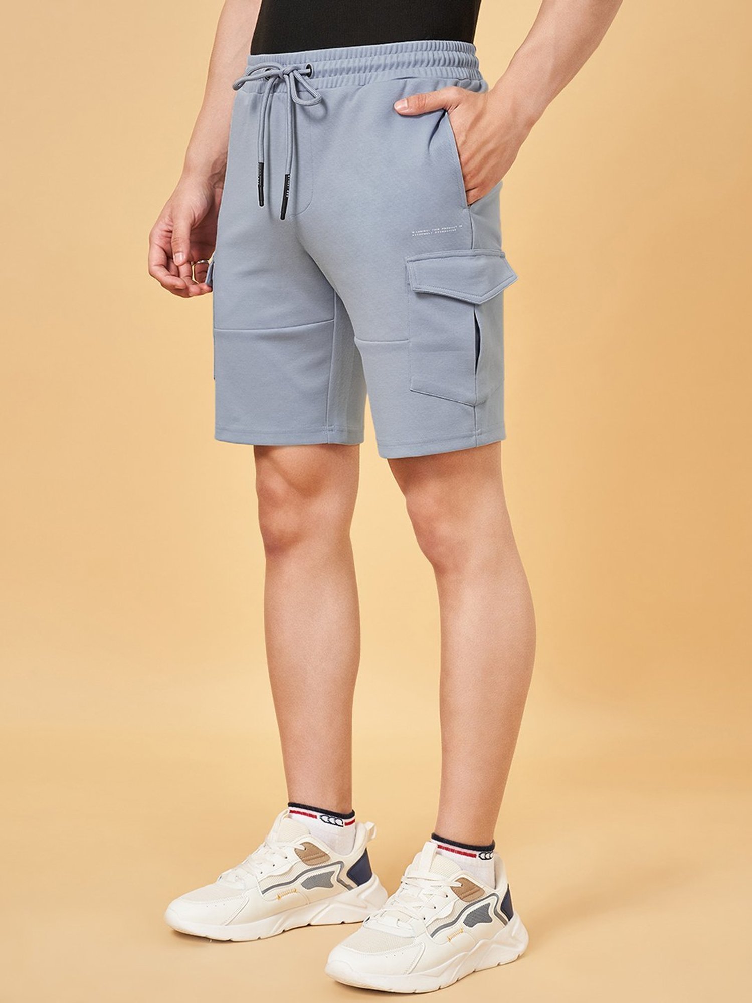 Street 808 By Pantaloons Celestial Blue Regular Fit Cargo Shorts