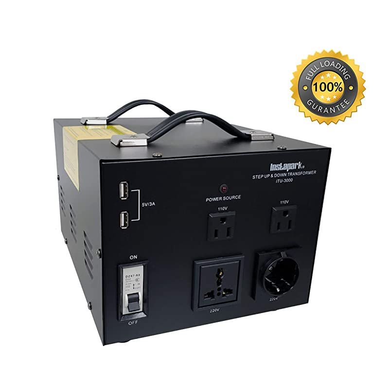 ITU-3000 Series Heavy-Duty AC 110/220V Step Up / Down Voltage Transformer / Converter with US Standard, Universal, German/French Schuko AC Outlets - 3,000 Watt