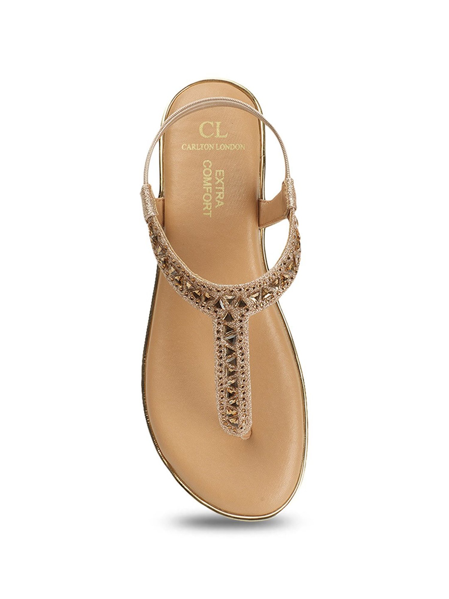 Carlton London Women's Beige Ankle Strap Sandals