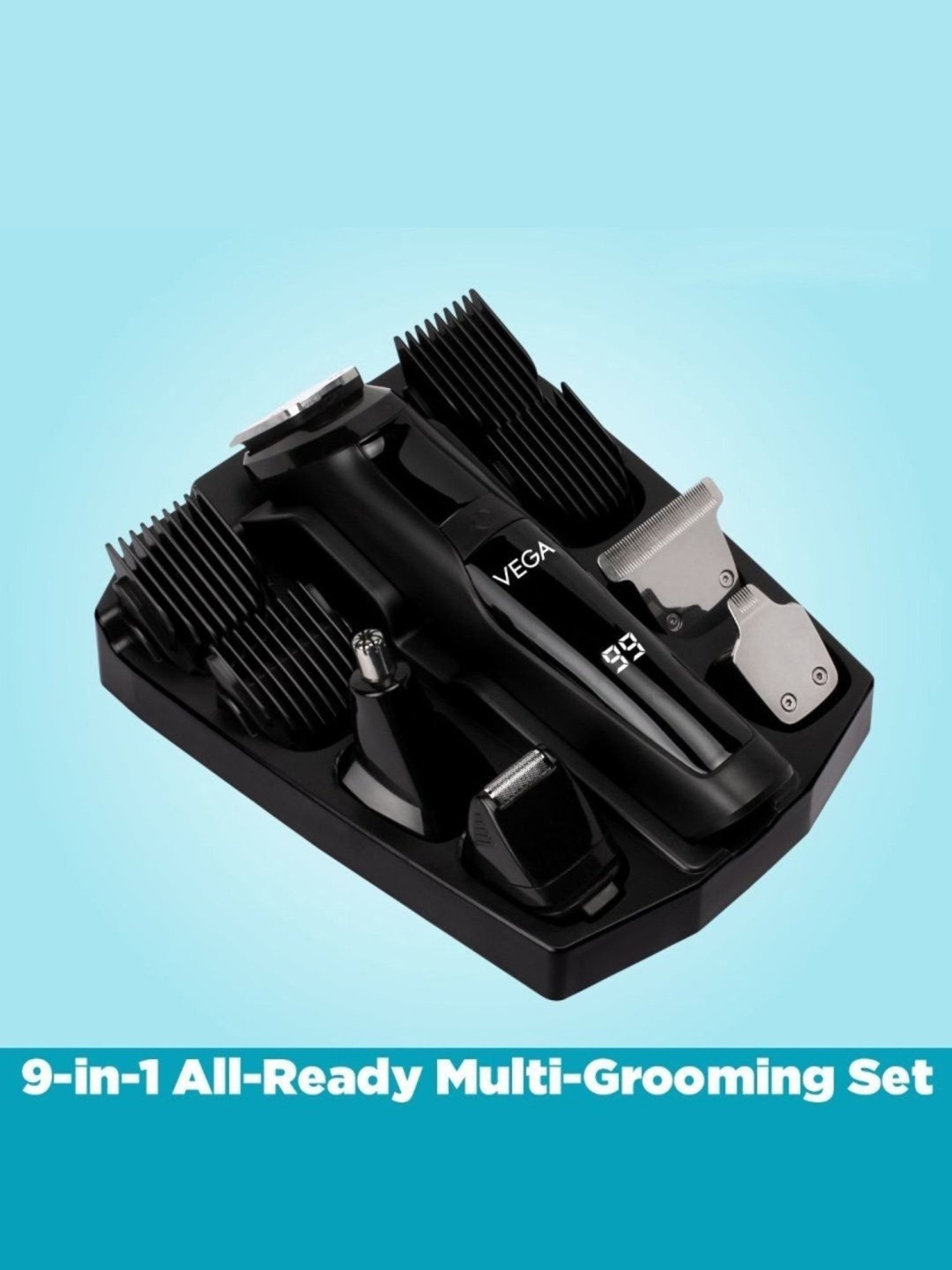 Vega Men 9-in-1 Multi-Grooming Set with Beard/Hair Trimmer, Nose Trimmer & Body Groomer & Shaver