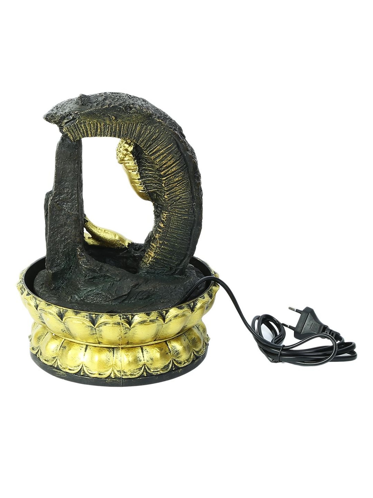 Tayhaa Gold & Brown Hand Sculpted Buddha Indoor Water Fountain with Light