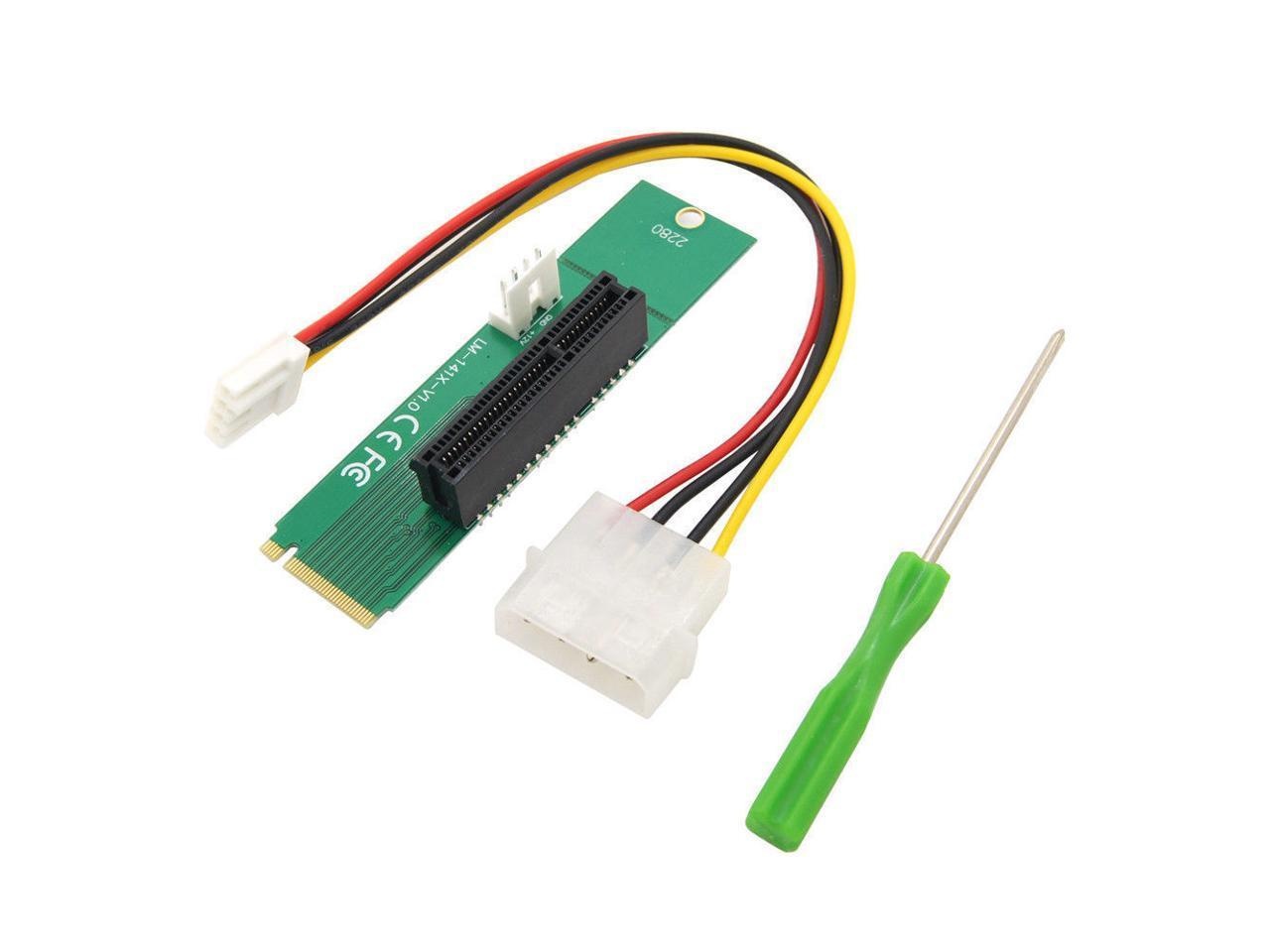 M.2 NGFF PCIe M Key Male to PCI-e Express 4X Female Converter Adapter Card with Floppy 4 Pin to Molex 4 Pin Power Cable&Screw&Screwdriver Monero BTC ETH