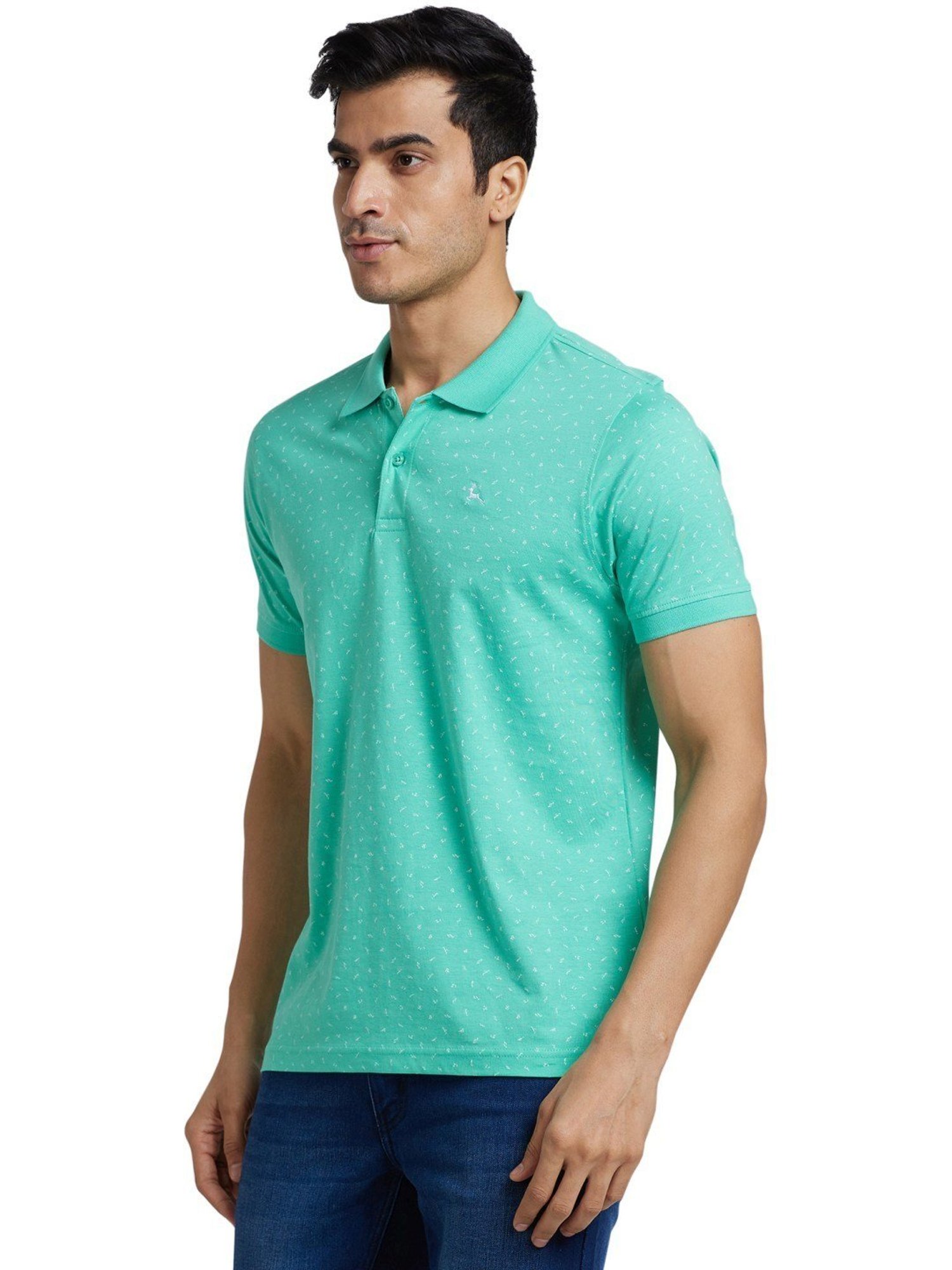Parx Green Regular Fit Printed Polo T-Shirt