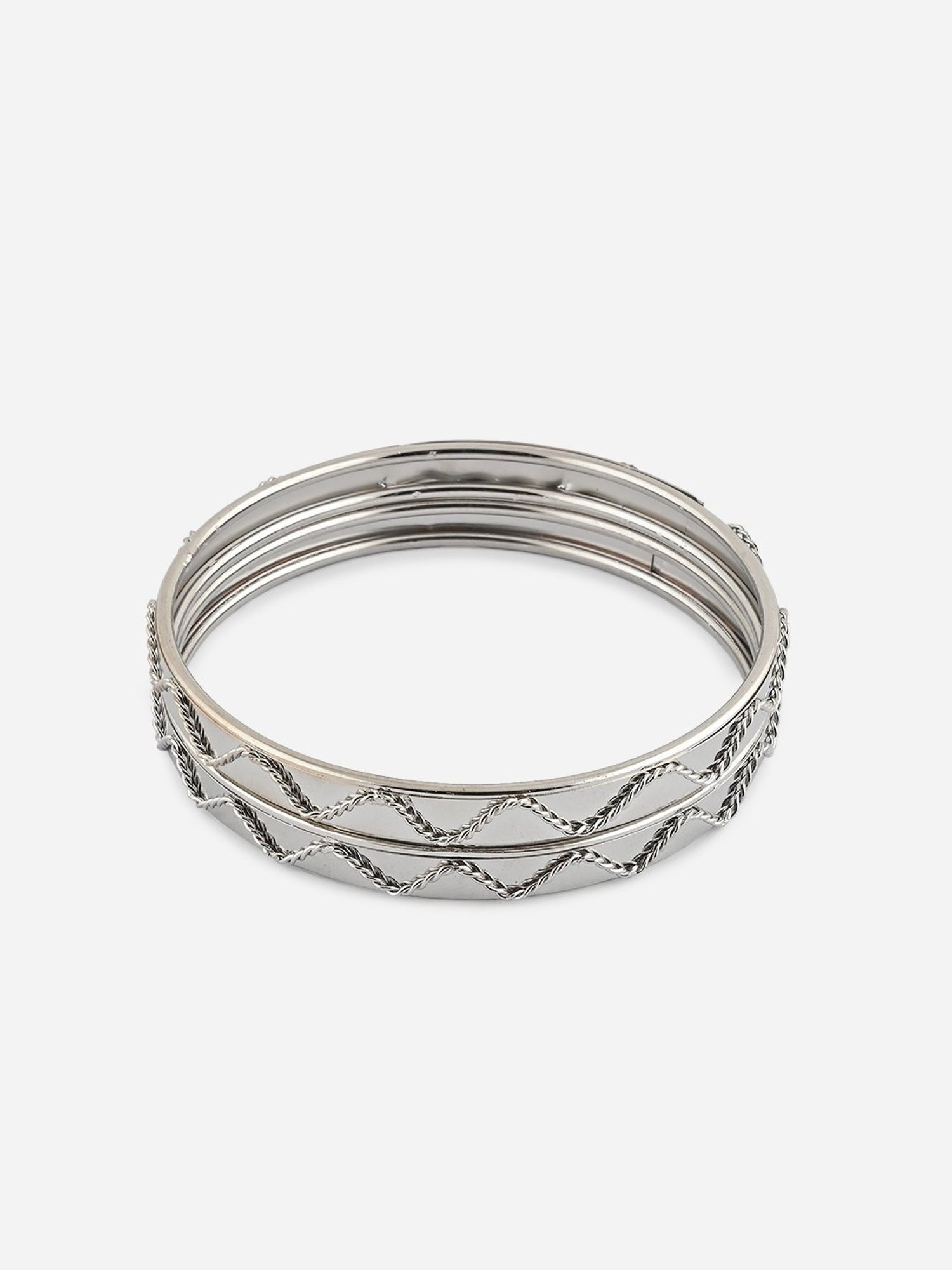 Fida Silver Plated Wedding Bangle for Women Set of 9