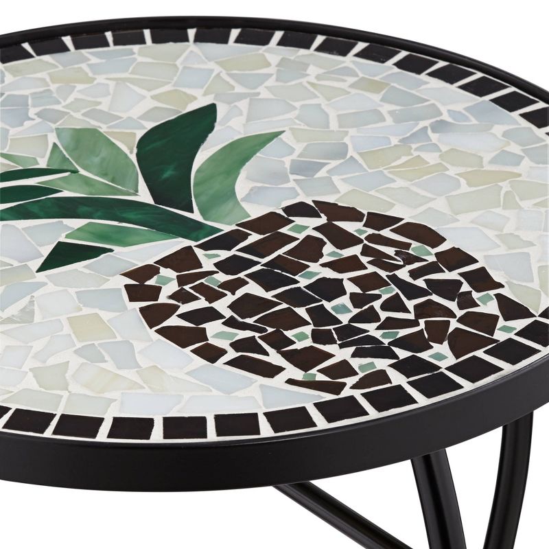 Teal Island Designs Beige Pineapple Mosaic Round Outdoor Accent Table