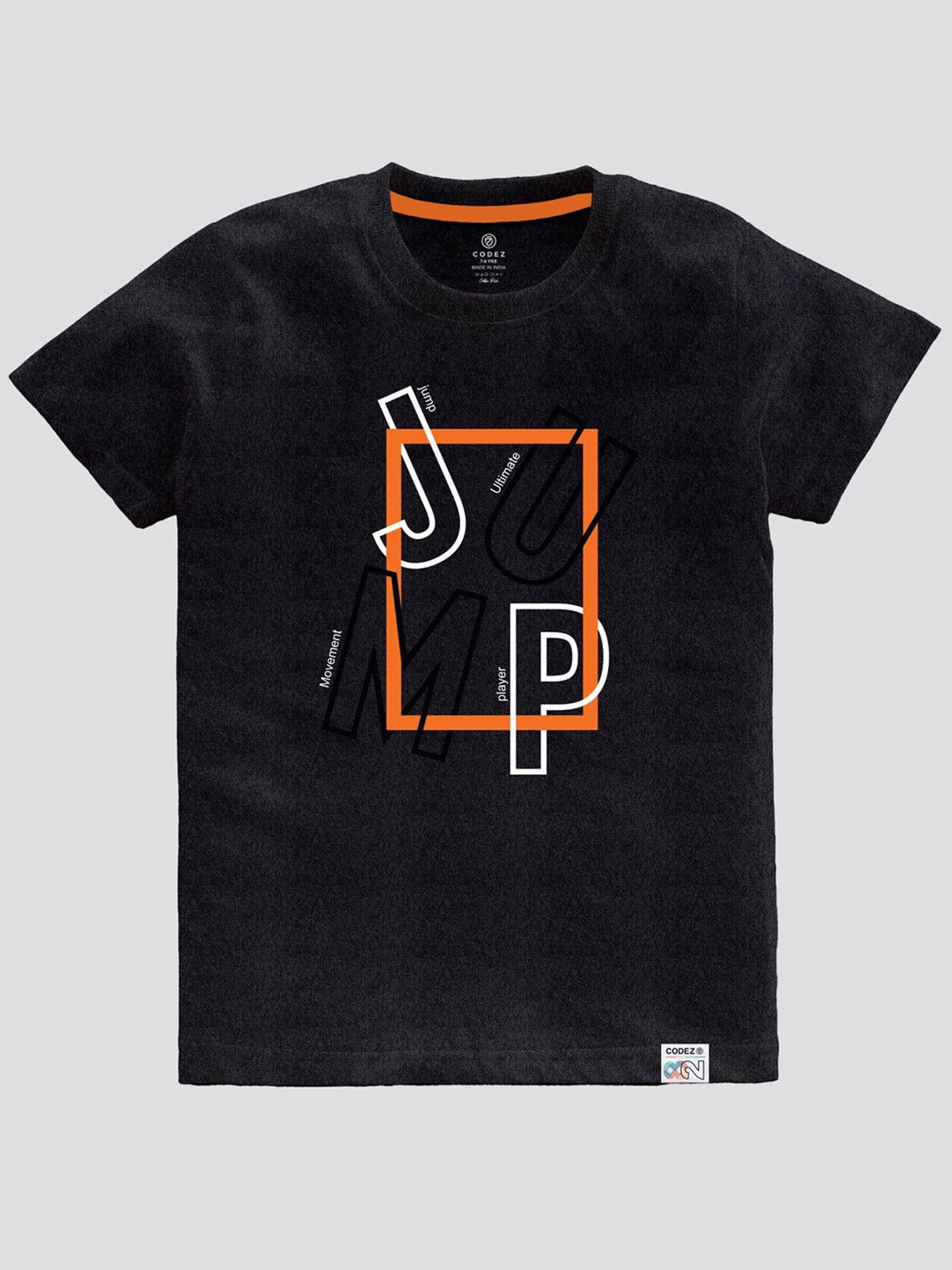 Codez Kids Black Printed T-Shirt