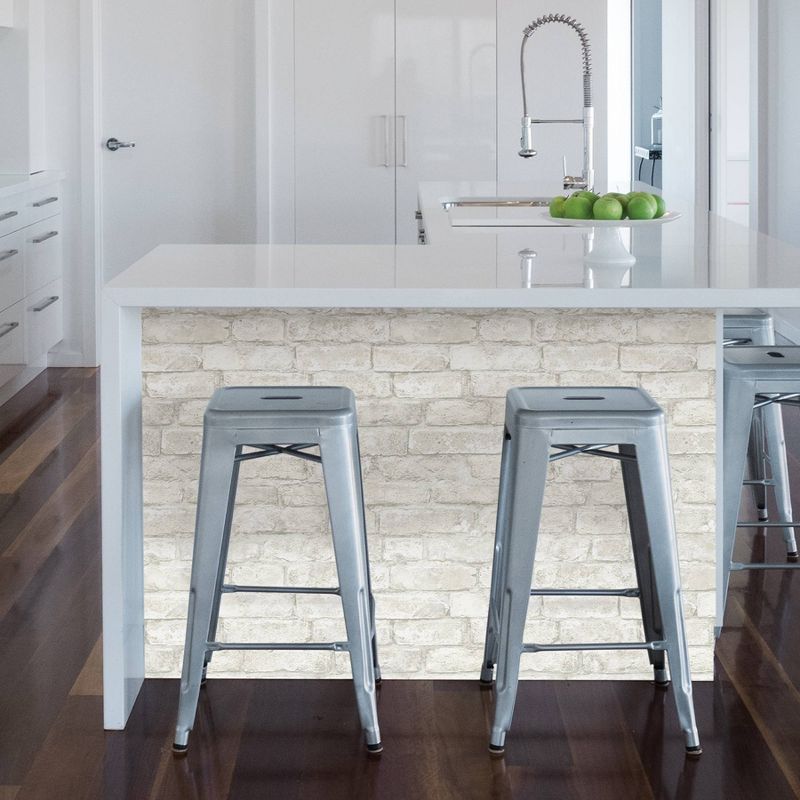 Brewster Denver Brick Peel & Stick Wallpaper White