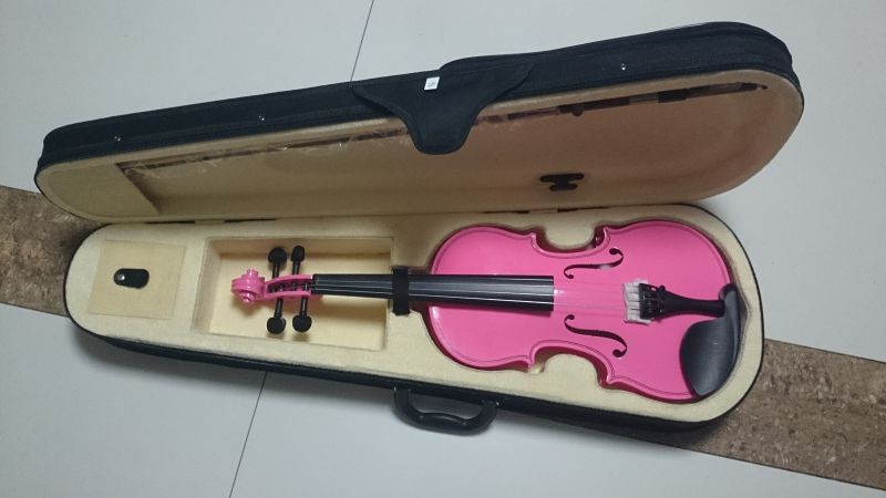 Student Acoustic Violin Full 1/2 Maple Spruce with Case Bow Rosin Pink Color