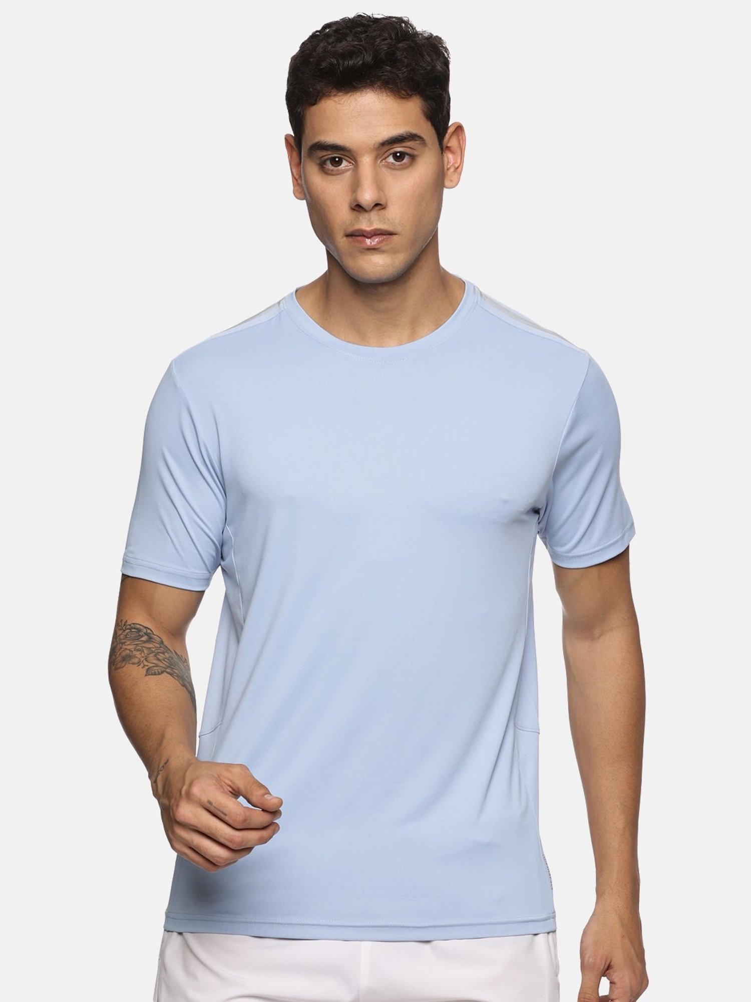 DOMIN8 Men Breathable Quick Dry Regular Fit Sports T-Shirt (Sky Blue)