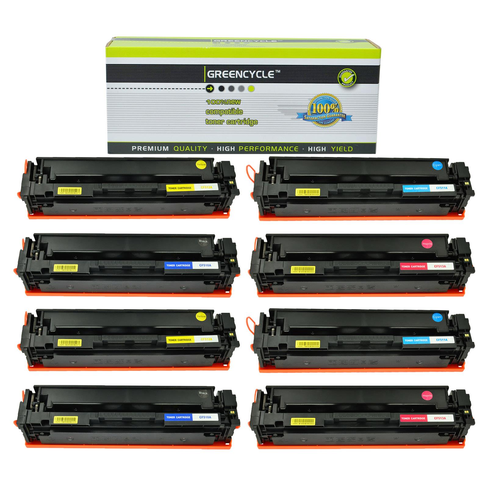 GREENCYCLE Toner Cartridge Compatible for HP 204A CF510A CF511A CF512A CF513A Laserjet Pro MFP M180 M154 Printer(BCYM,8 Pack)