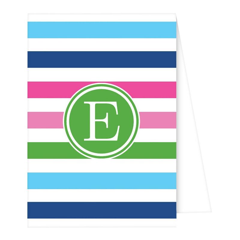 Note Cards - Preppy Stripe Monogram - E