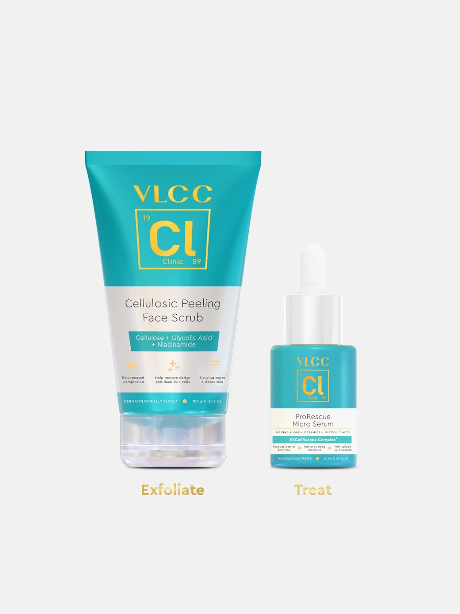 VLCC Clinic ProRescue Micro Serum & Cellulosic Peeling Face Scrub Combo