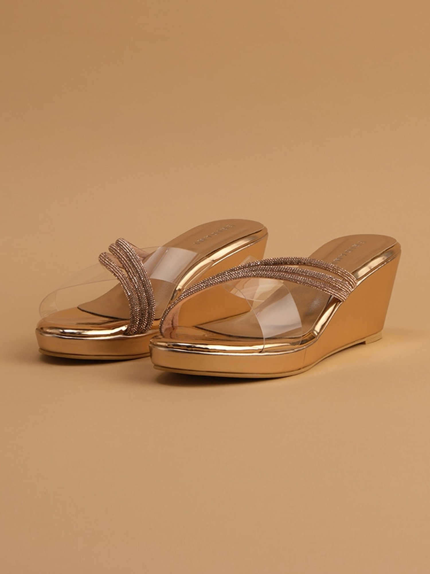 Eridani Women's Dina Rose Gold Cross Strap Wedges