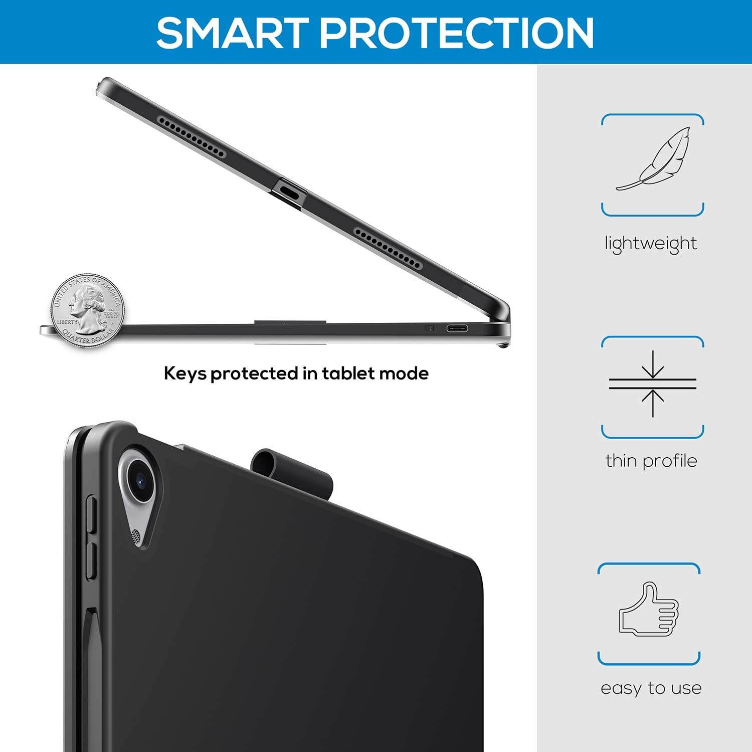 TYPECASE Touch iPad Air 4th Generation Case with Keyboard - Magic Keyboard Style Compatible with Apple Pencil Trackpad & Smart Backlit Keys Keyboard for iPad Air 10.9 2020 iPad Pro 11 2018 (Black)