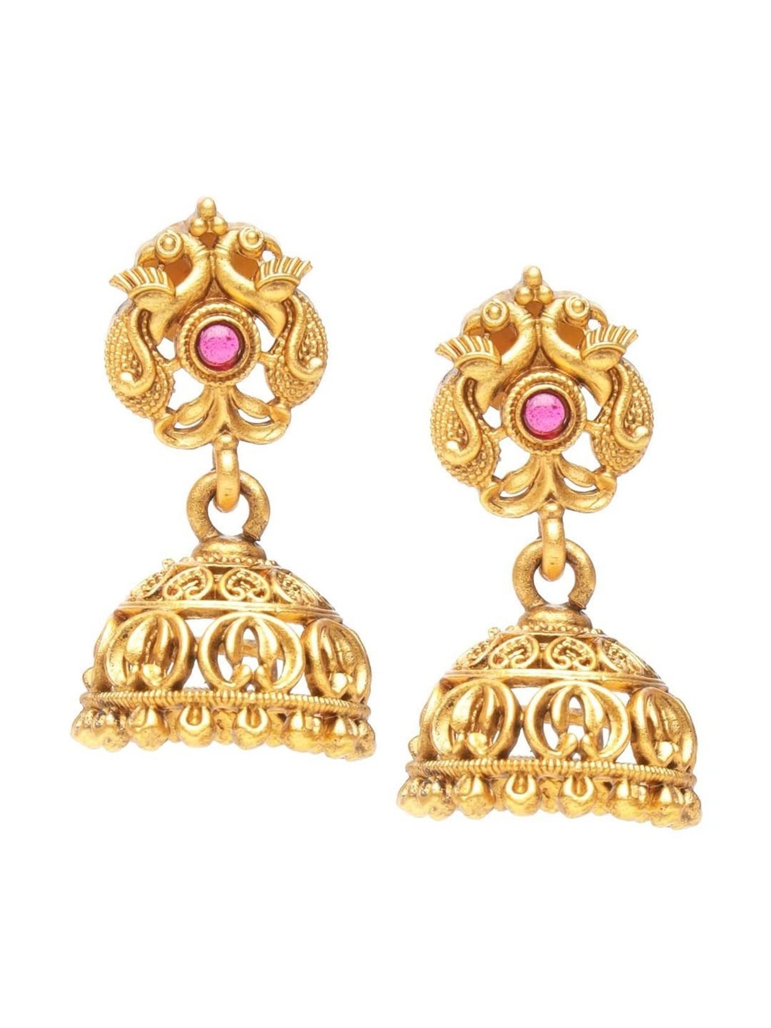 Saraf RS Jewellery Gold-plated Peacock Motif Temple Jewellery Set