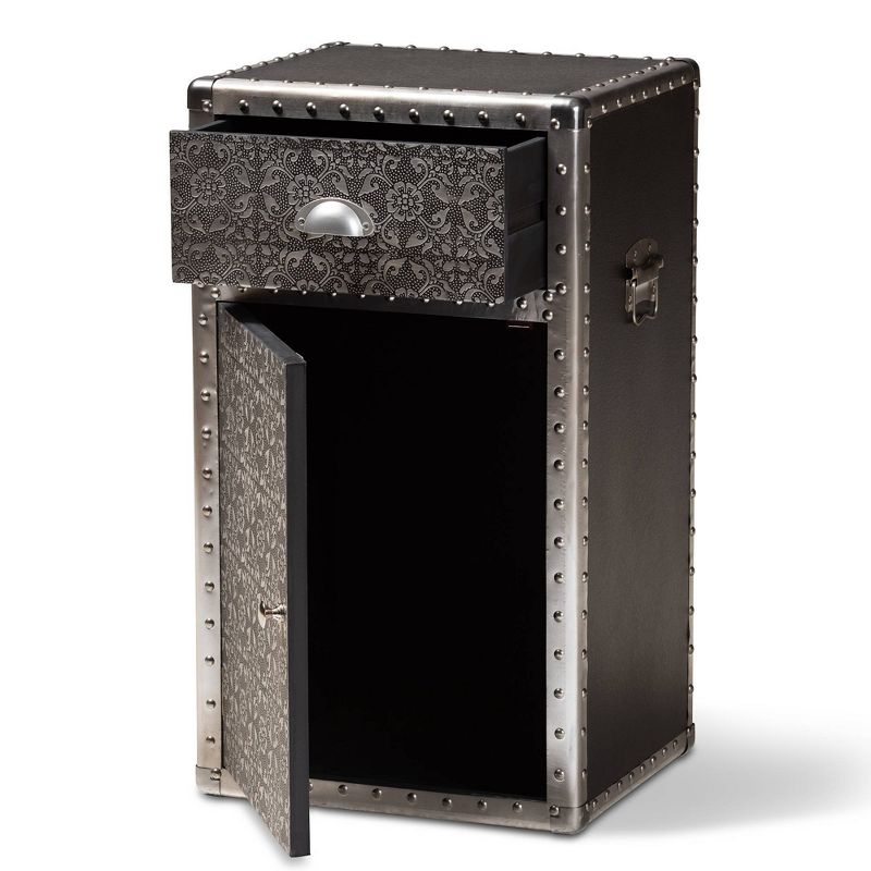 Cosette Metal Floral Accent Cabinet Silver - Baxton Studio