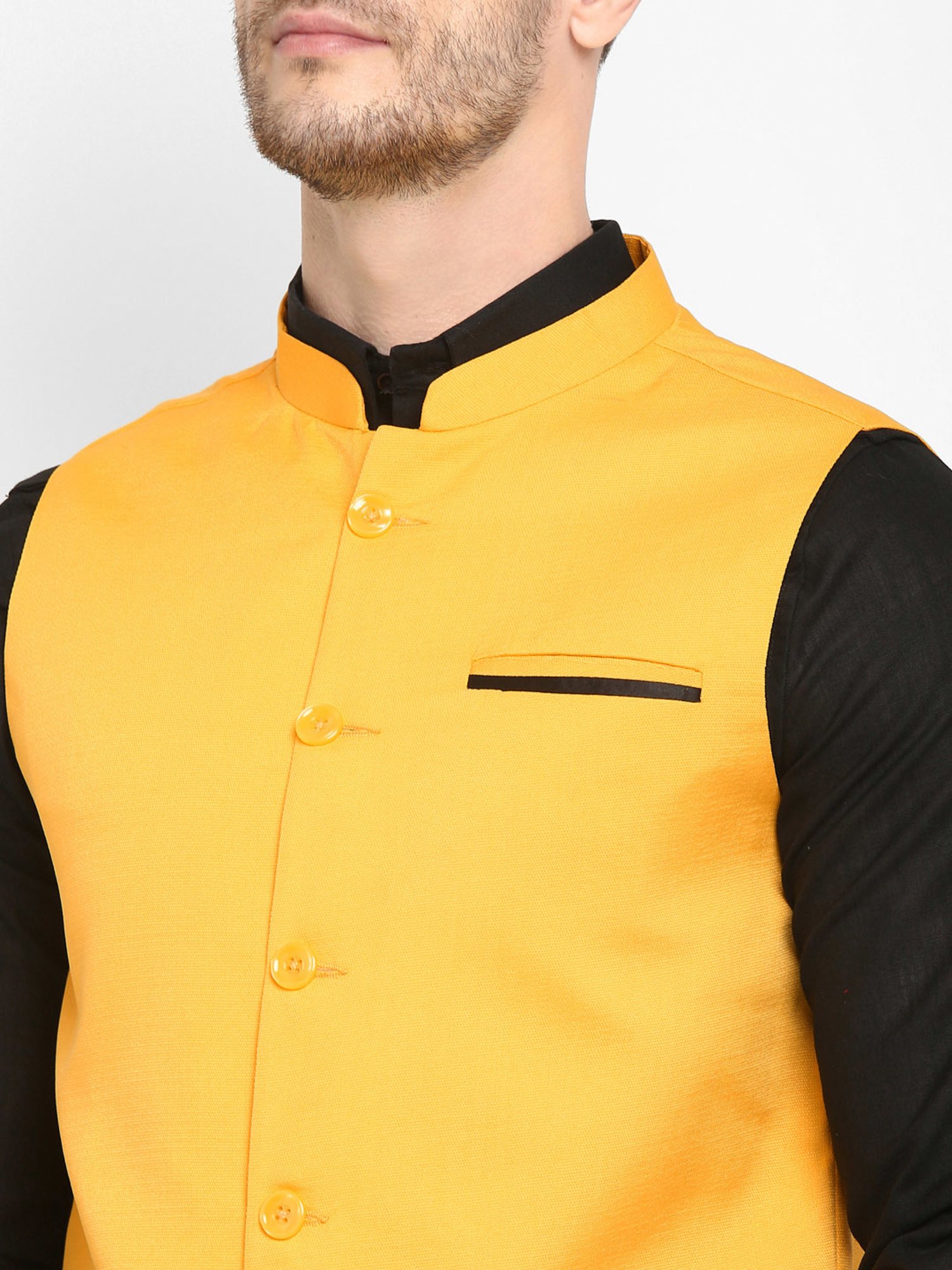 Hangup Plus Yellow Regular Fit Nehru Jacket