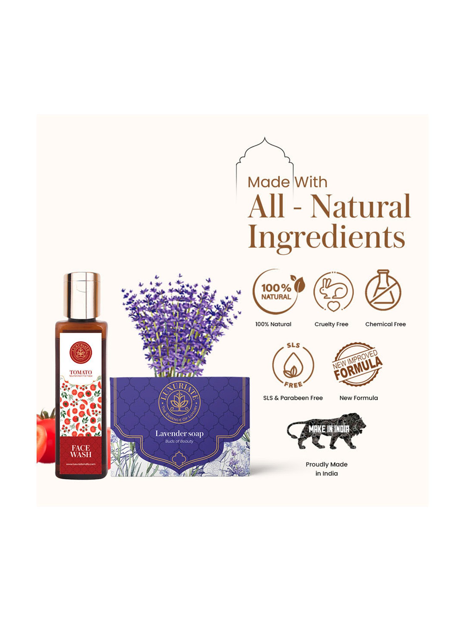 Luxuriate Lavender Soap and Tomato Face Wash Cleanser Combo
