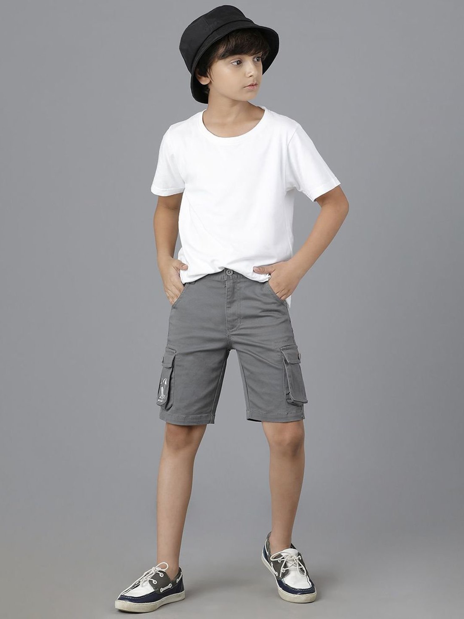 Under Fourteen Only Kids Grey Regular Fit Shorts