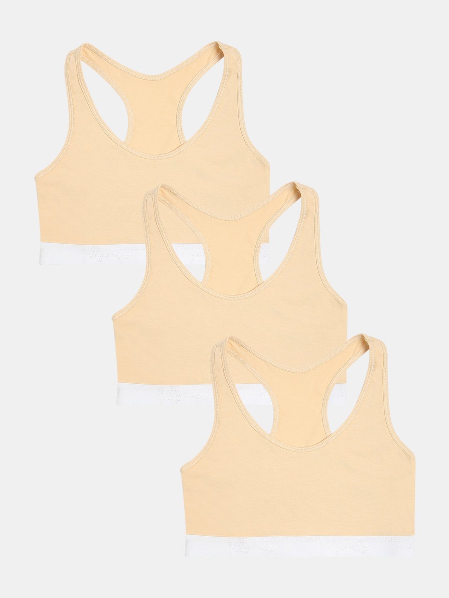 Sillysally Kids Solid Beige Bra (Pack Of 3)