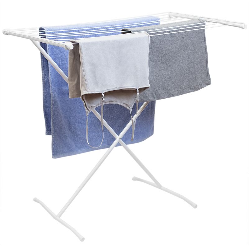 Sunbeam Folding 10 Rod Metal Clothes Drying Rack, White