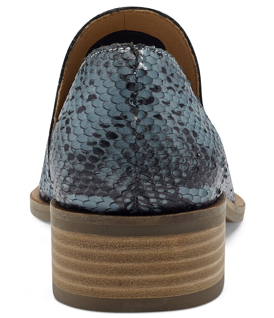 Lucky Brand Garny Snake Printed Leather Block Heel Loafers