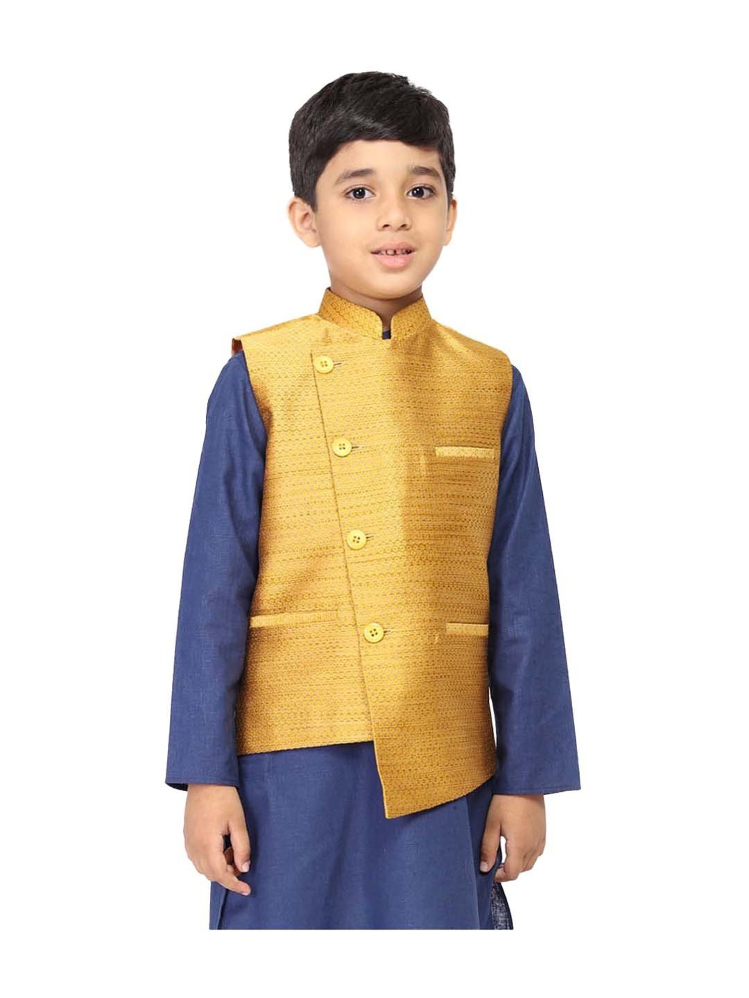 TABARD Kids Yellow Regular Fit Nehru Jacket