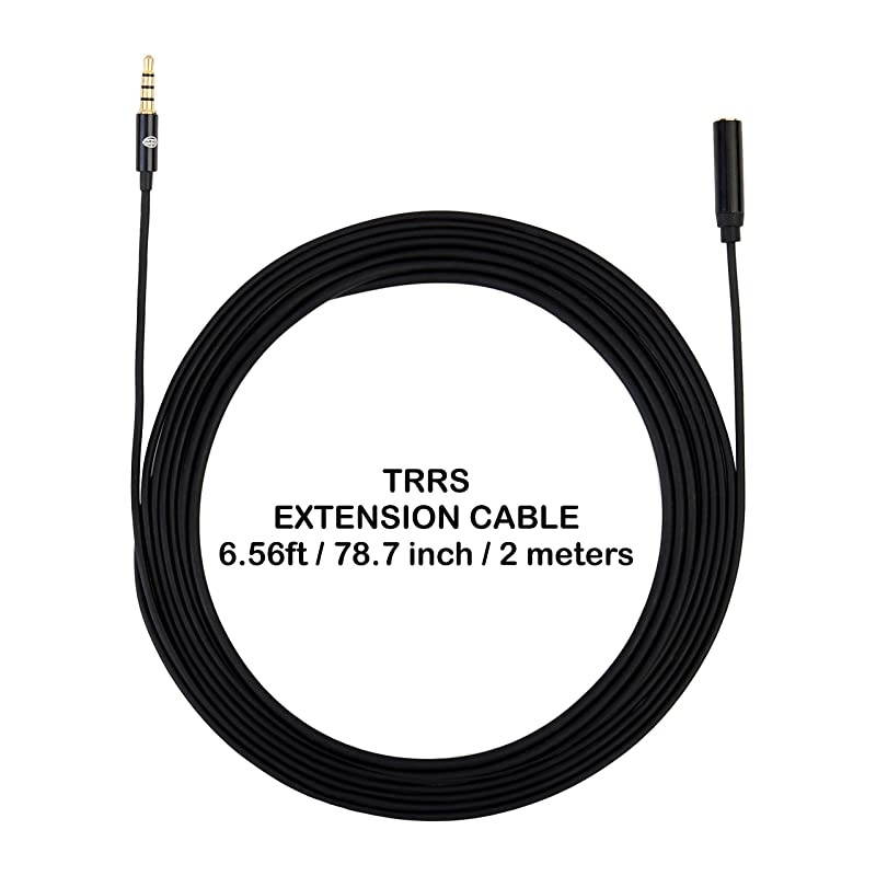 Extension Cable for TRRS Lavalier Lav Mini Mic Microphone 35mm Male to Female 656 Ft 787 inch 2 Meter for Apple iPhone Android Smartphones Cellphones Headphones Headset 35 PS4 Xbox