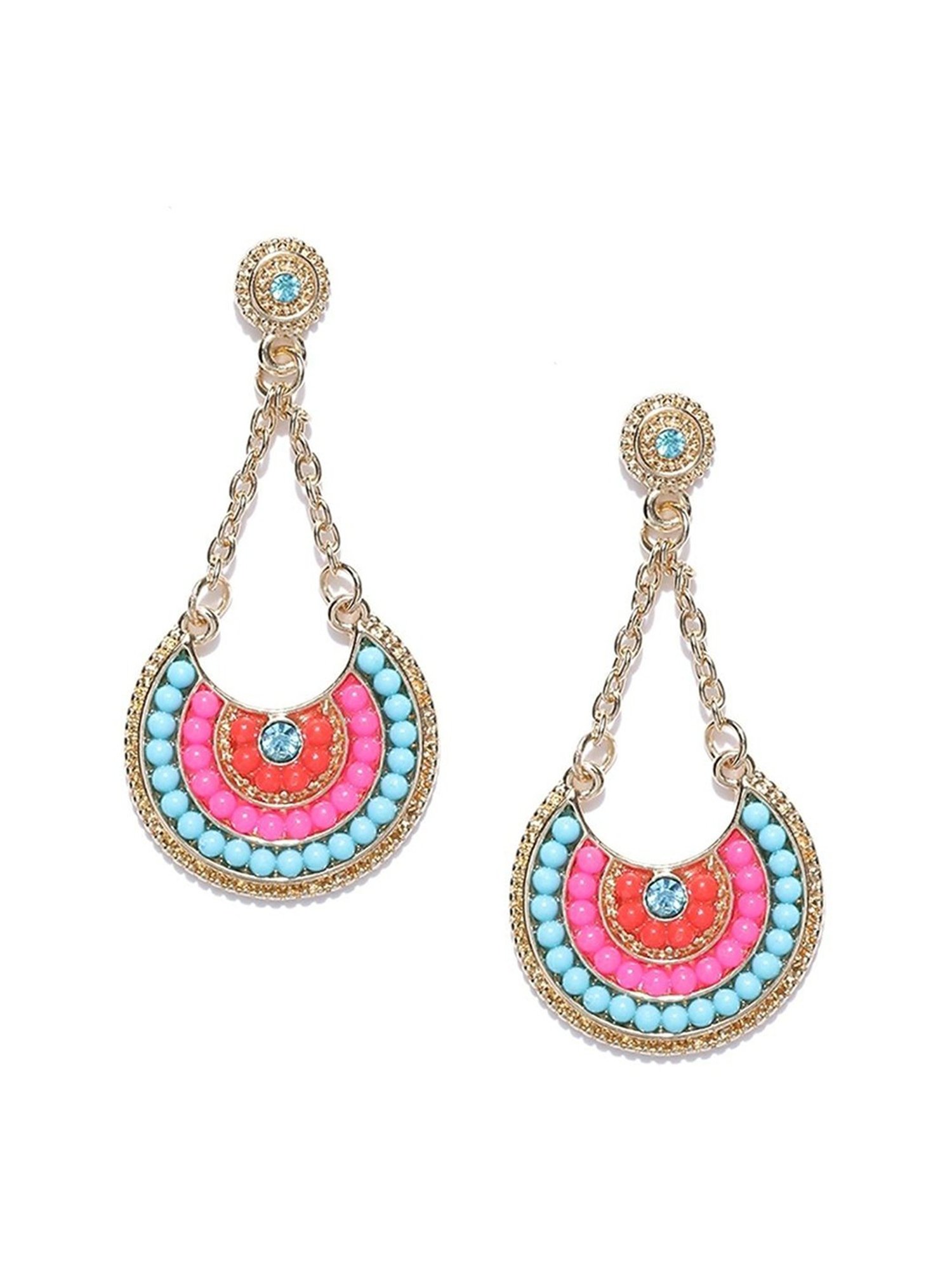 YouBella Crystal Gold-Plated Multi Stylish Dangler Earrings for Women