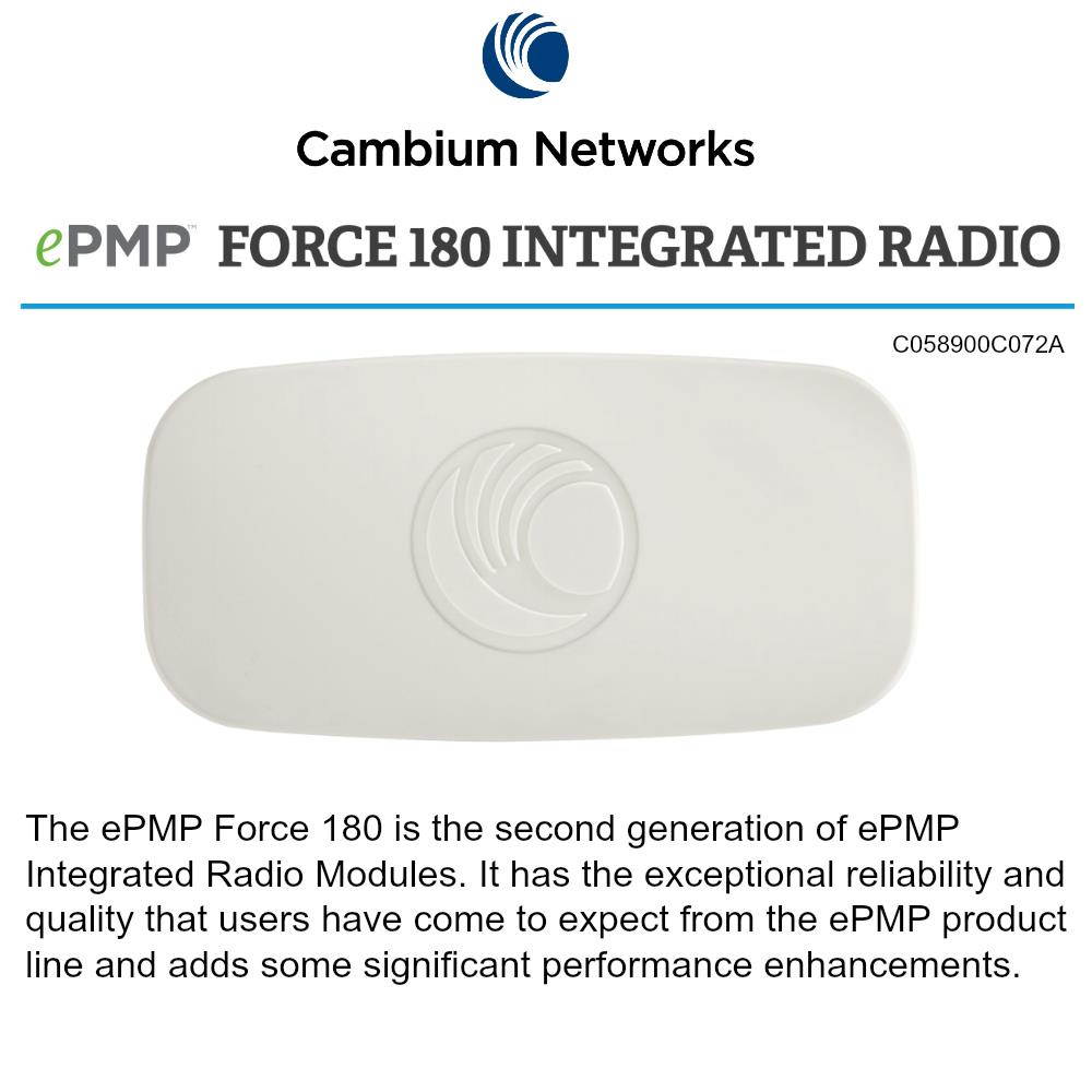 Cambium Networks - C058900C072A - Cambium ePMP Force 180 5GHz Integrated Radio (FCC, US version)