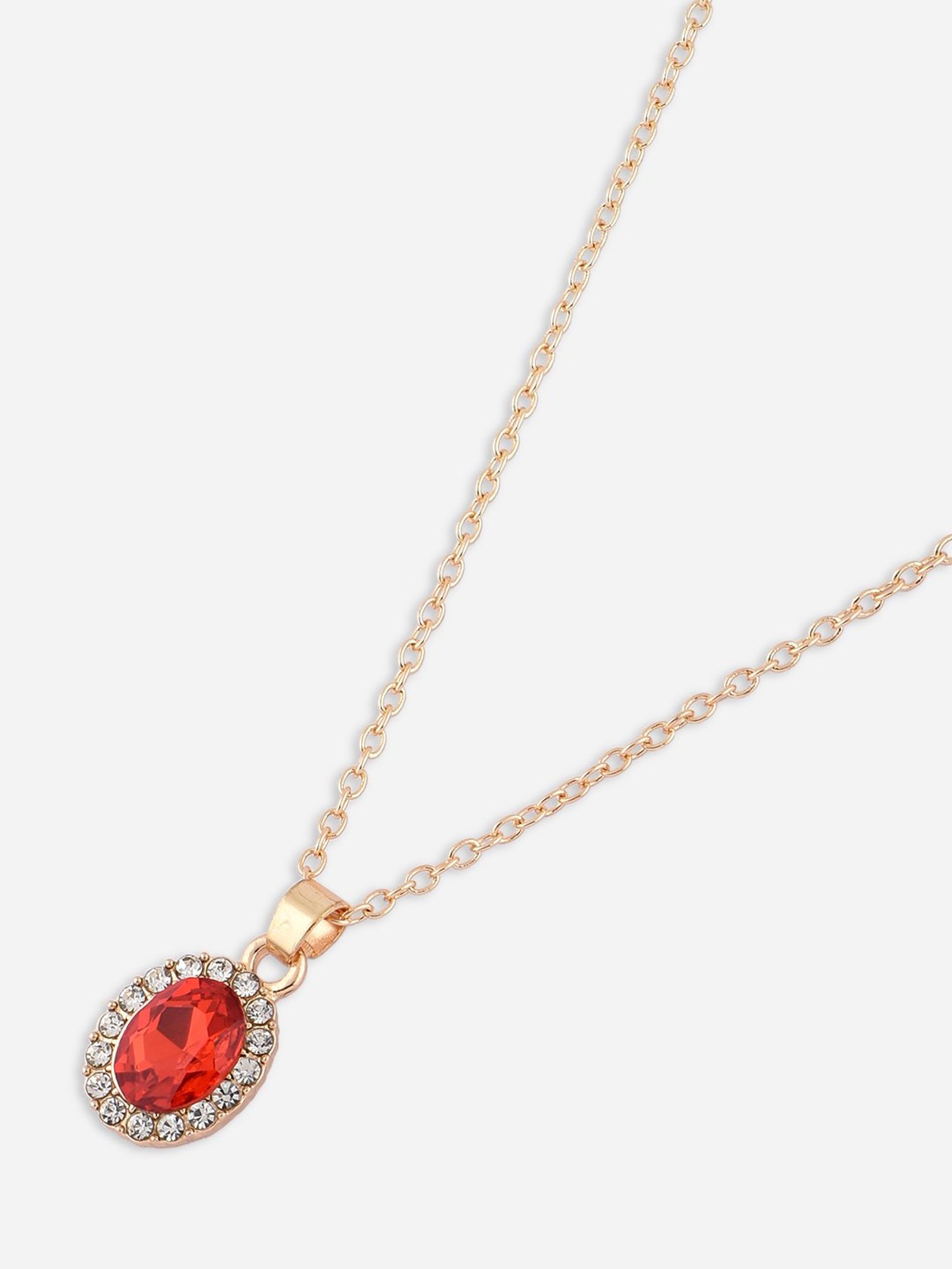 Toniq Red Gold-Plated Shape Cz Stone Casual Wear Charm Necklace for Women