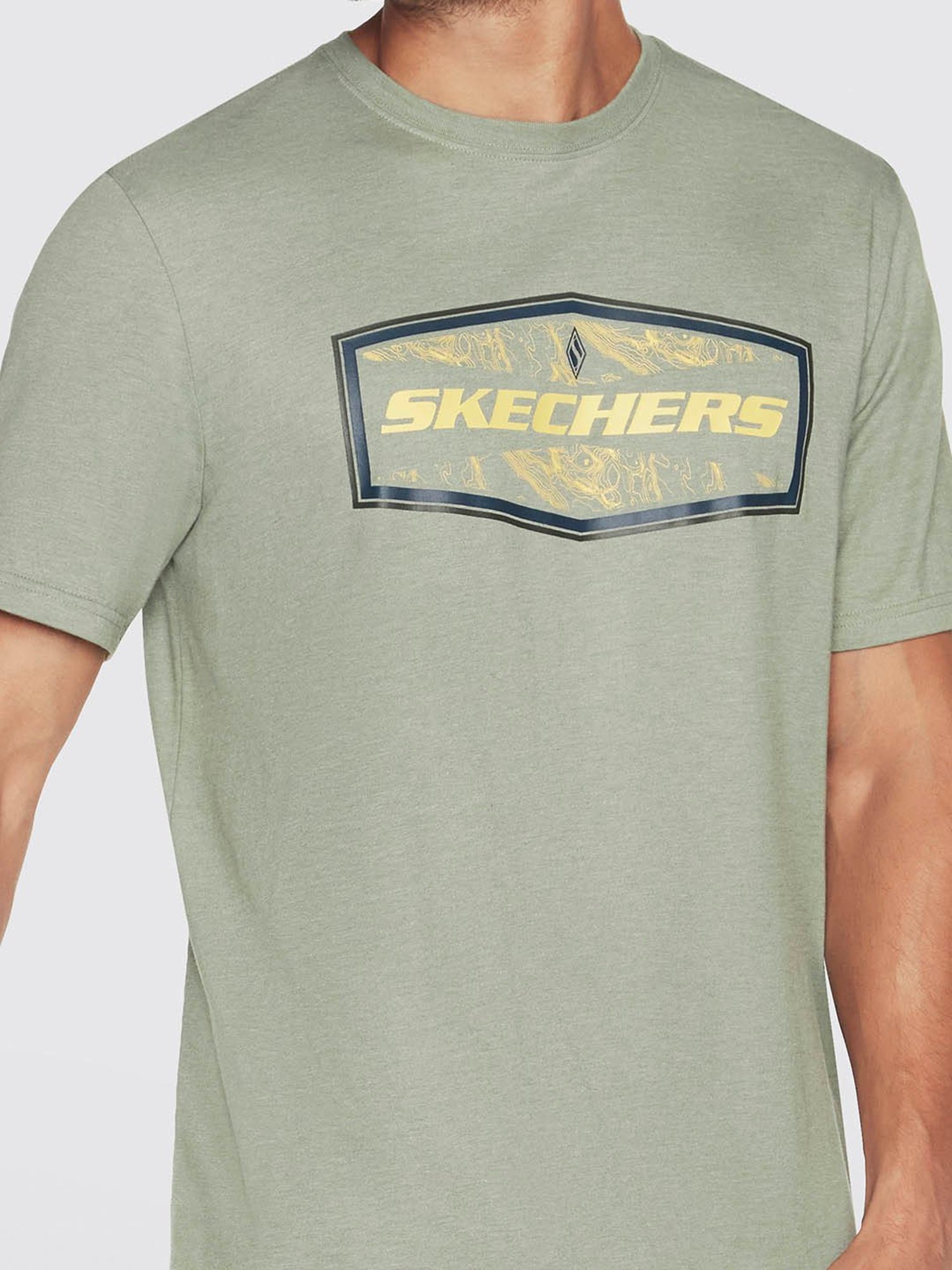 Skechers Light Green Relaxed Fit Printed Crew T-Shirt