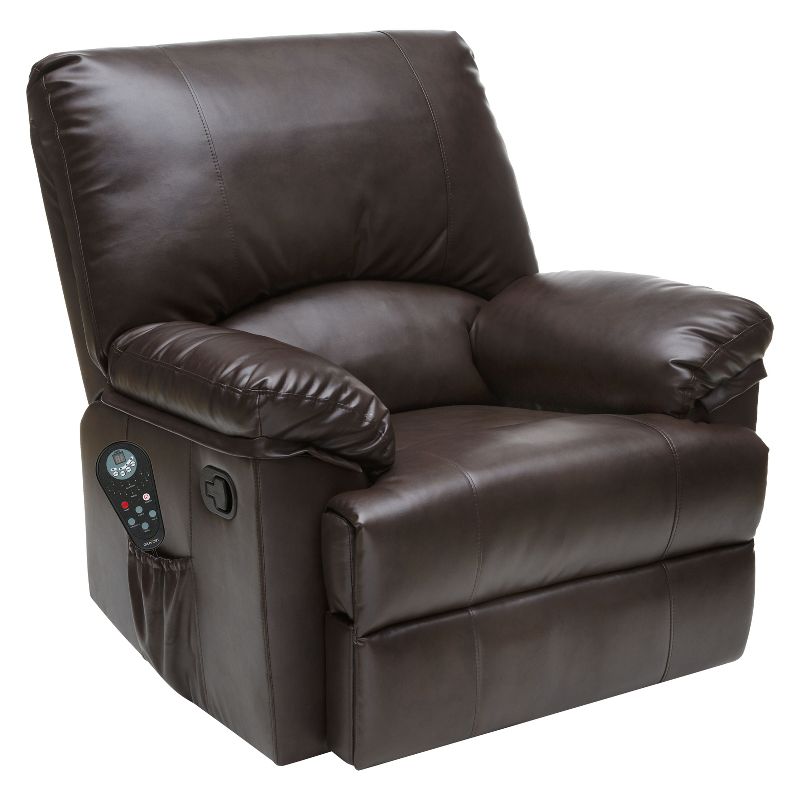 8pc Massage Rocker Recliner Bonded Leather Marbled Brown - Relaxzen