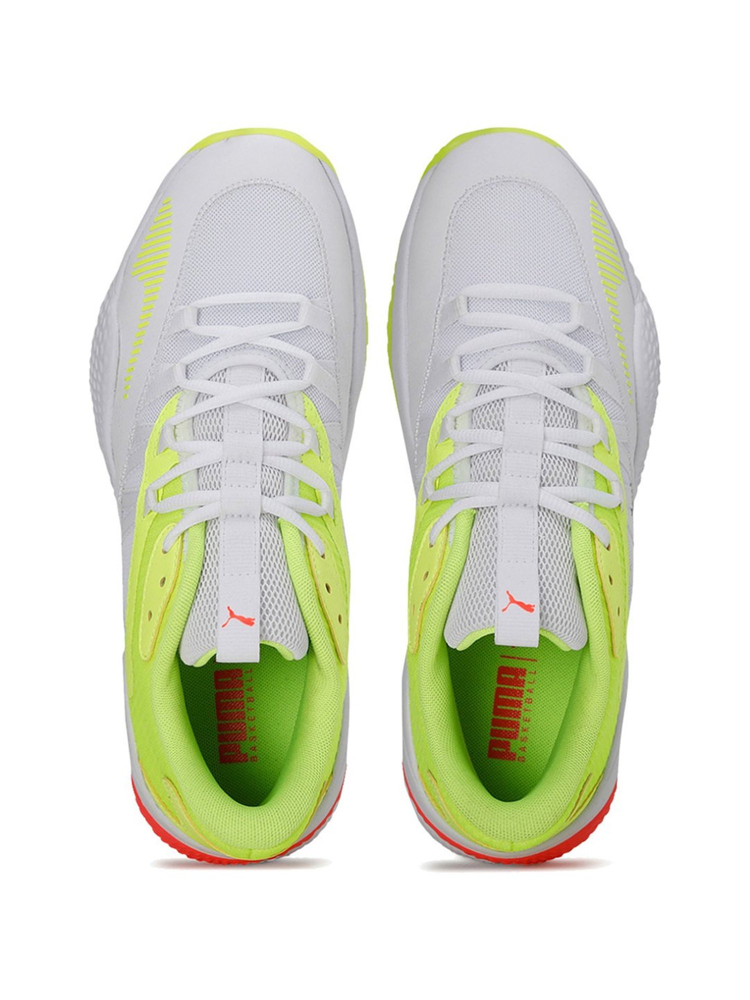 Puma Men's Court Rider 2.0 Glow Stick White & Green Basketball Shoes