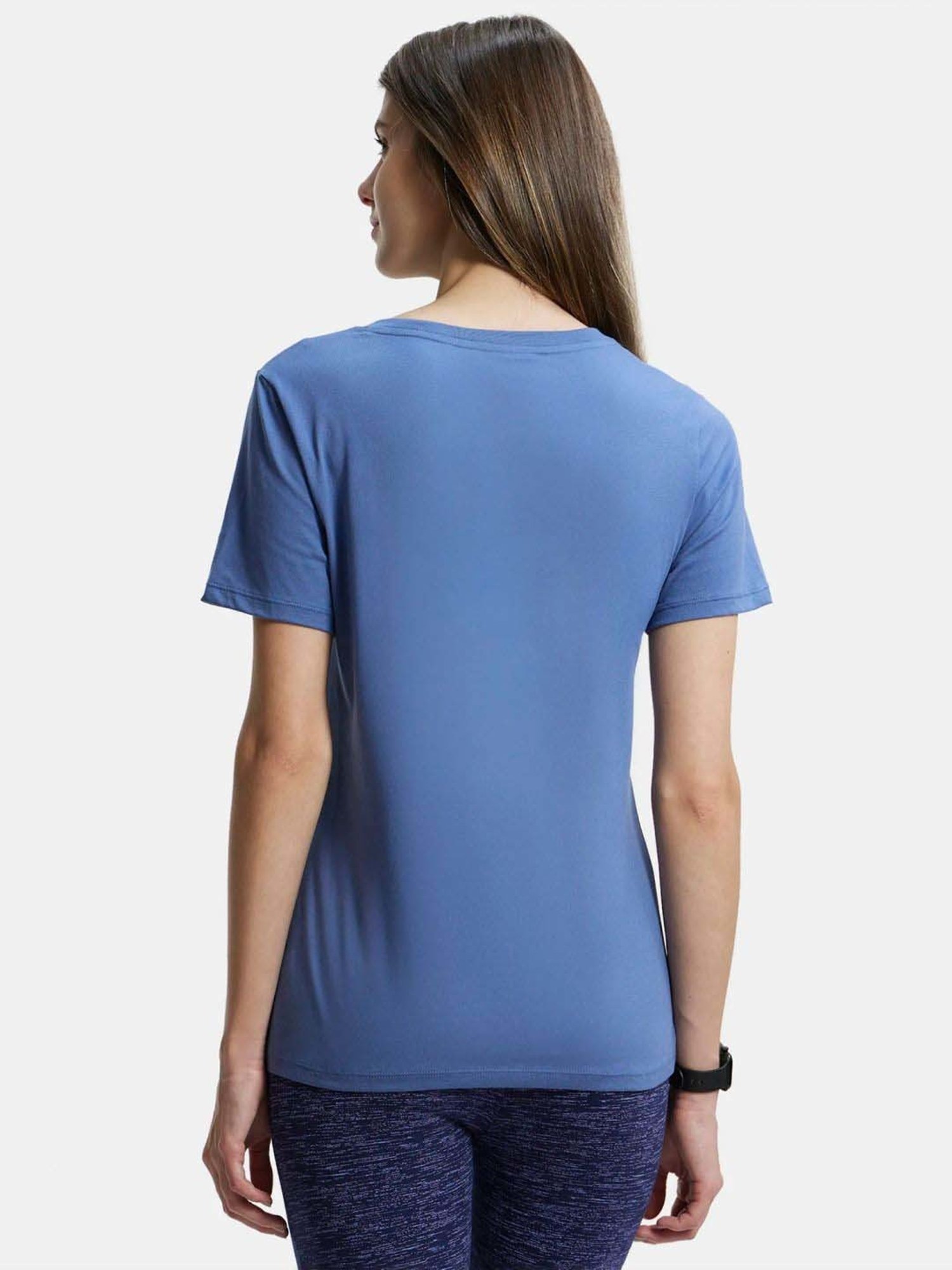 Jockey AW88 Women's Super Combed Cotton Rich Relaxed Fit Solid Curved Hem Styled Half Sleeve T-Shirt