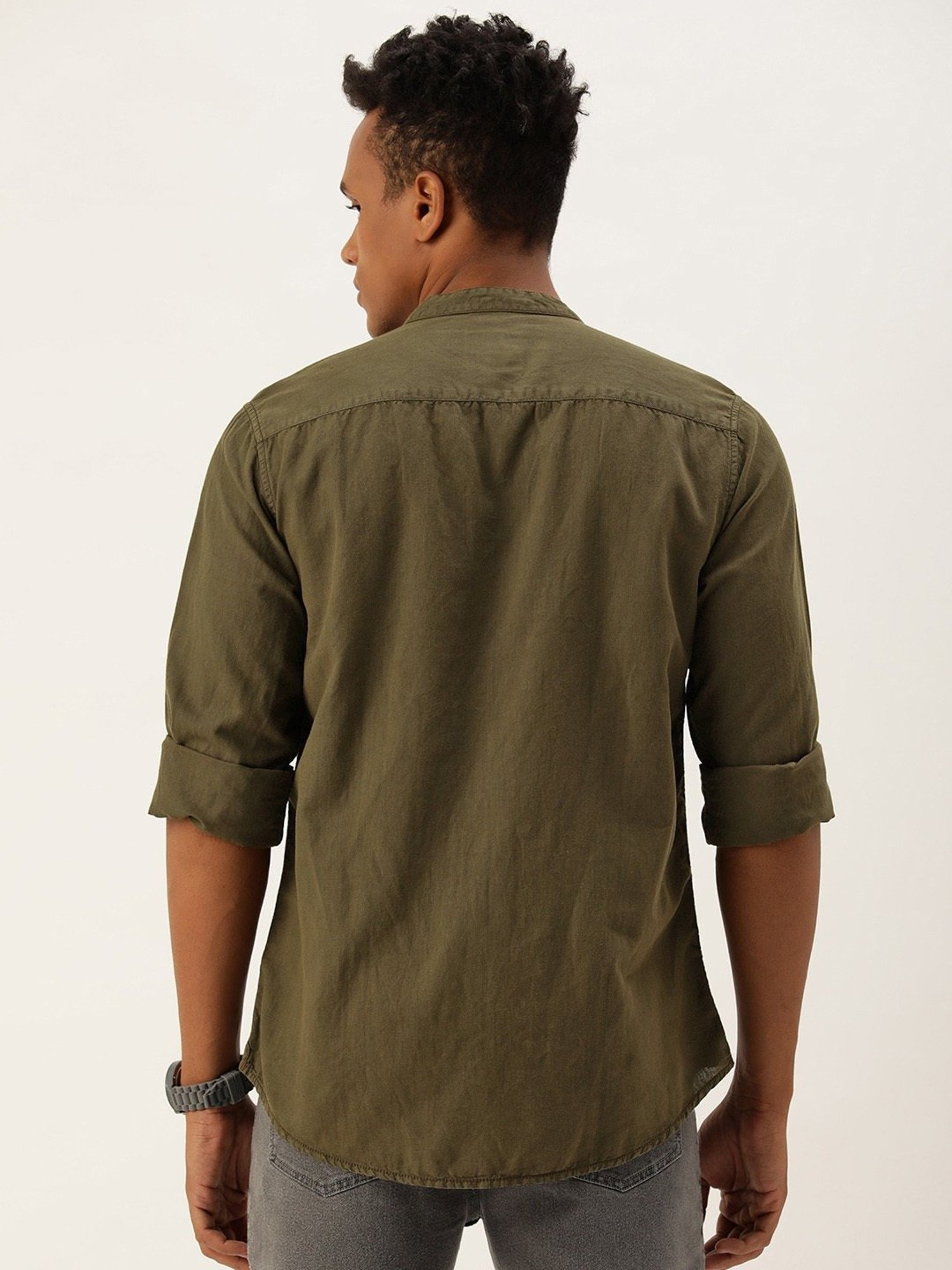 Bene Kleed Army Green Regular Fit Shirt